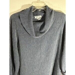 Patchington Women’s Large Cowl Neck Gray Ribbed Textured Lightweight Blouse